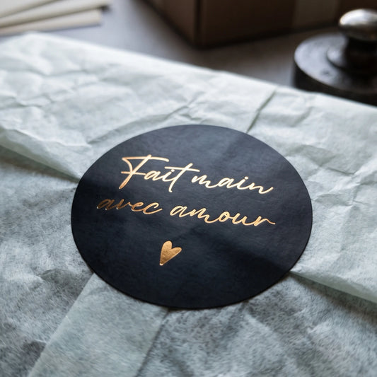 Fait Main Avec Amour Stickers for Small Business, Handwritten Type, 2-Inch Round, 60 Labels | Varikit