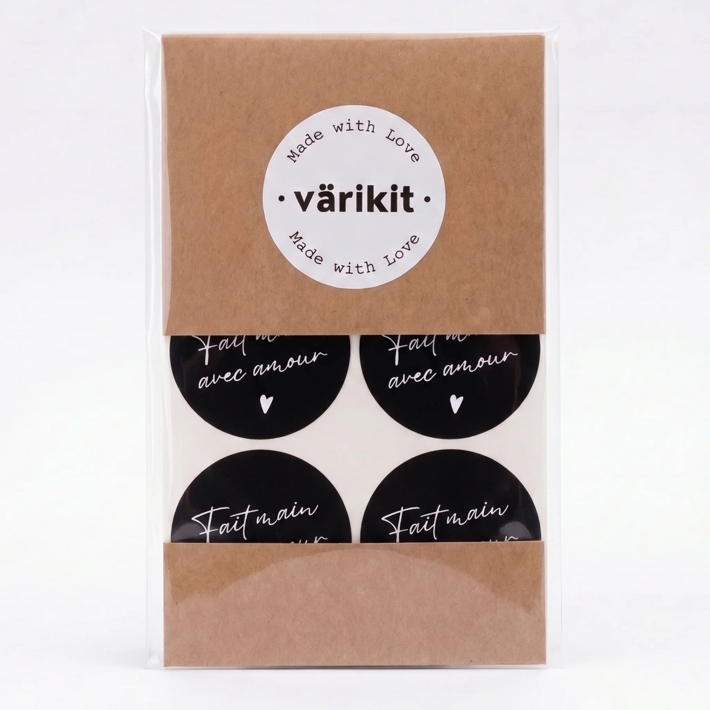 Fait Main Avec Amour Stickers for Small Business, Handwritten Type, 2-Inch Round, 60 Labels | Varikit