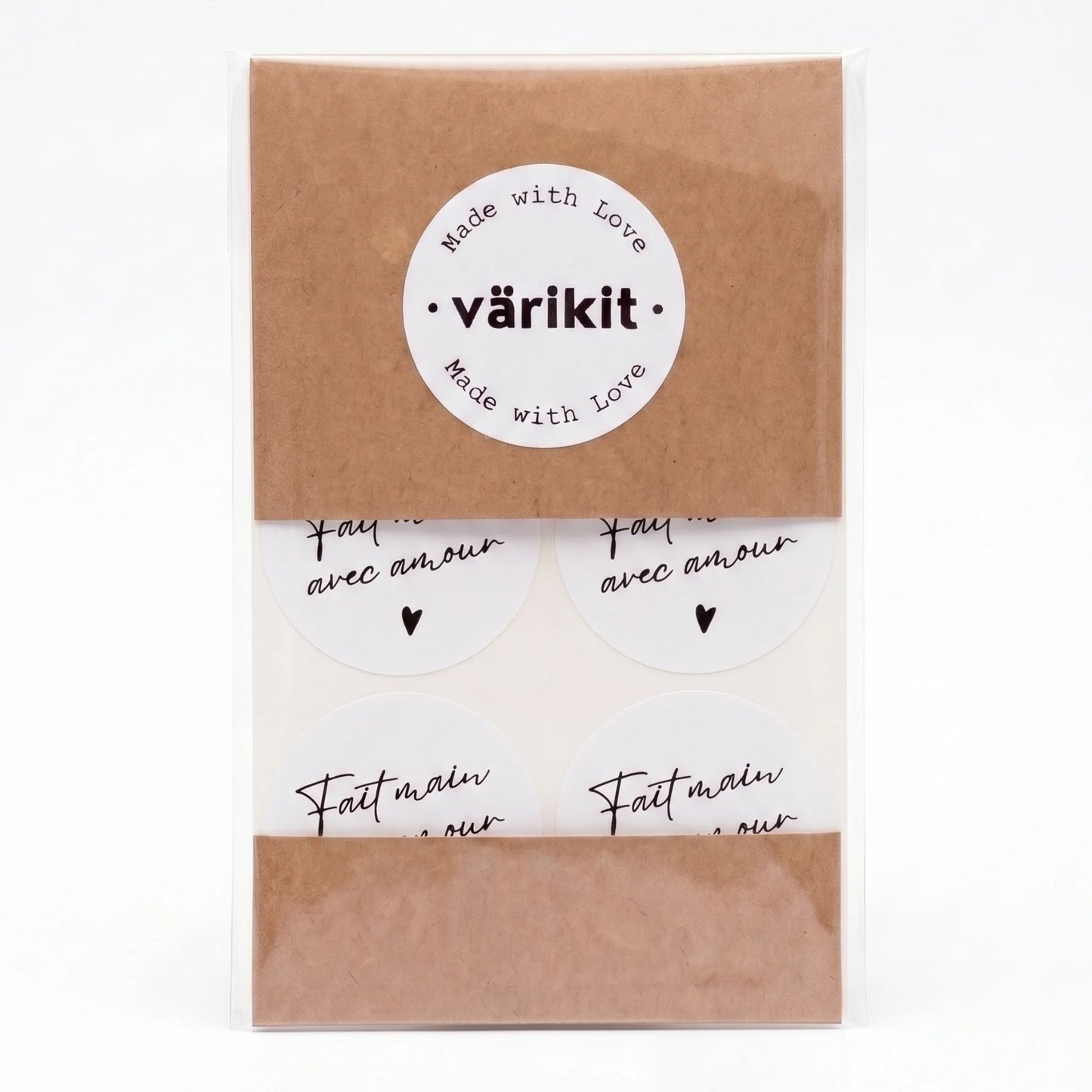 Fait Main Avec Amour Stickers for Small Business, Handwritten Type, 2-Inch Round, 60 Labels | Varikit