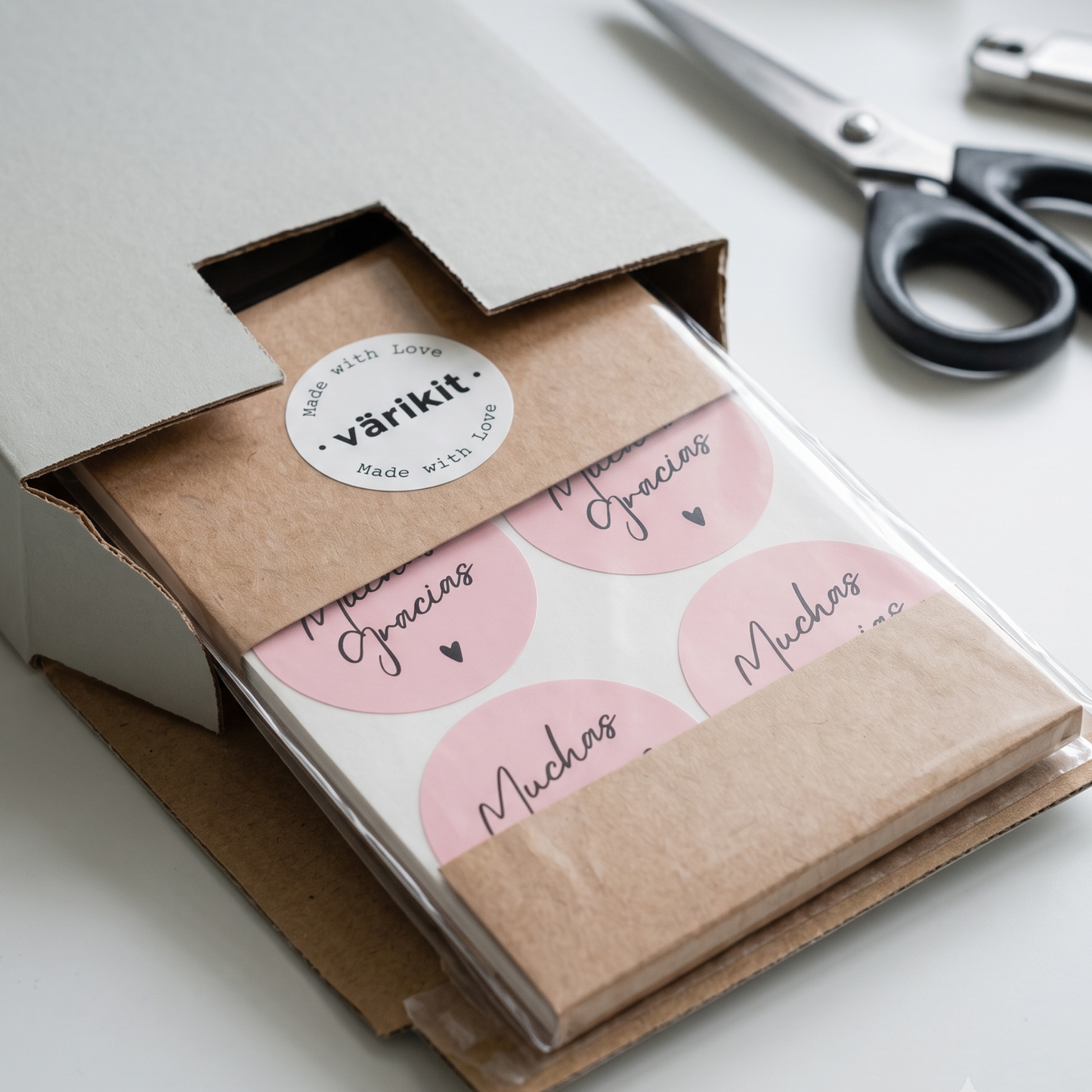 Stickers « Muchas Gracias » pour petites entreprises, style manuscrit, ronds de 5 cm, 60 étiquettes | Varikit